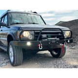 Lucky 8 CFE Steel Front Bumper for Discovery 2 – winch-ready, fog light optional, heavy-duty bolt-on bumper for off-road Land Rover builds
