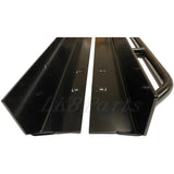 Lucky 8 CFE Rock Sliders for LR3 & LR4. 3/16" U.S. steel, mounts to rocker panels, bolt-on, USA-made. Reinforced body protection for serious off-road use.