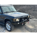 Lucky 8 CFE Steel Front Bumper for Discovery 2 – winch-ready, fog light optional, heavy-duty bolt-on bumper for off-road Land Rover builds