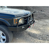 Lucky 8 CFE Steel Front Bumper for Discovery 2 – winch-ready, fog light optional, heavy-duty bolt-on bumper for off-road Land Rover builds