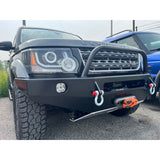 Lucky 8 LR4CFE Steel Winch Bumper for Land Rover LR4 – 3/16 inch U.S. steel, winch-ready, bolt-on bumper with black powder coat finish