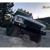 Lucky 8 CFE steel front bumper for Land Rover Discovery 1 and 2 – stock-style, non-winch, satin black powder-coated finish