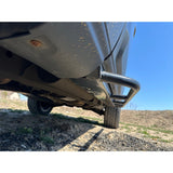 Lucky 8 CFE Rock Sliders for LR3 & LR4. 3/16" U.S. steel, mounts to rocker panels, bolt-on, USA-made. Reinforced body protection for serious off-road use.