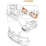Headlight guard kit VPLAP0008 for 2010–2013 Land Rover LR4 – protective covers for headlights without needing a brush guard.