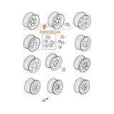 75mm pewter alloy wheel center cap set ANR2391LAL – fits Defender, Discovery 1, and Range Rover Classic – genuine with Land Rover logo.