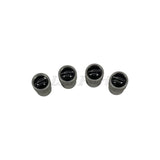 Black + Silver Tire Wheel Valve Stem Caps Genuine