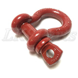 Red Factor 55 powder-coated Crosby 3/4-inch shackle with 7/8-inch pin – USA made recovery gear for off-road winching and rigging