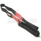 Factor 55 Tree Saver Strap – black and red 8ft recovery strap with reinforced eyes and Cordura guards, Made in USA