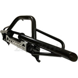 Raptor 4x4 tubular front winch bumper for Discovery 1, Discovery 2, and Range Rover Classic with black powder-coated finish and optional recovery points