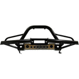 Raptor 4x4 tubular front winch bumper for Discovery 1, Discovery 2, and Range Rover Classic with black powder-coated finish and optional recovery points
