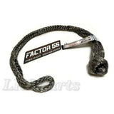 Factor 55 Extreme Duty Synthetic Soft Shackle – gray 7/16" recovery loop with abrasion sleeve, made in USA for off-road use