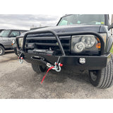 Lucky 8 CFE Steel Front Bumper for Discovery 2 – winch-ready, fog light optional, heavy-duty bolt-on bumper for off-road Land Rover builds