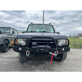 Lucky 8 CFE Steel Front Bumper for Discovery 2 – winch-ready, fog light optional, heavy-duty bolt-on bumper for off-road Land Rover builds