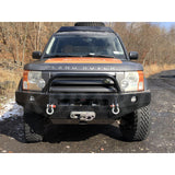 Lucky 8 CFE Steel Winch Bumper for Land Rover LR3 – 3/16 inch U.S. steel, winch-ready, frame-mounted with black powder coat finish