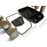 Automatic transmission service kit with steel sump pan, internal filter, valve body sleeve, and 7 quarts of ZF-spec fluid for Discovery and Range Rover