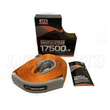 ARB705LB snatch strap with 17,600 lb capacity and high-stretch nylon design for safe off-road vehicle recovery