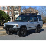 DA5645 heavy-duty front bumper for Land Rover Discovery 2 1999–2004 with built-in winch mount, steel construction, and powder-coated finish