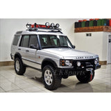 DA5645 heavy-duty front bumper for Land Rover Discovery 2 1999–2004 with built-in winch mount, steel construction, and powder-coated finish