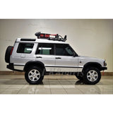 DA5645 heavy-duty front bumper for Land Rover Discovery 2 1999–2004 with built-in winch mount, steel construction, and powder-coated finish