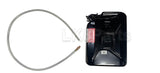 Black Wavian 20 liter NATO steel jerry can with safety spout and Mega Siphon clear liquid transfer hose kit