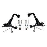 Complete rear control arm kit for LR3, LR4, and Range Rover Sport L320 – includes arms, bushings, hardware, and brake lines.