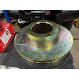 Defender front brake upgrade kit for Discovery 1 LJ LG. Vented rotors, calipers, pads, with optional hard brake tubes.