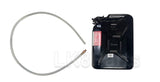 Black Wavian 20 liter NATO steel jerry can with safety spout and Mega Siphon clear liquid transfer hose kit