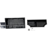 Molded plastic underfloor storage kit for Defender 110 L663, replaces factory foam, jack storage included.