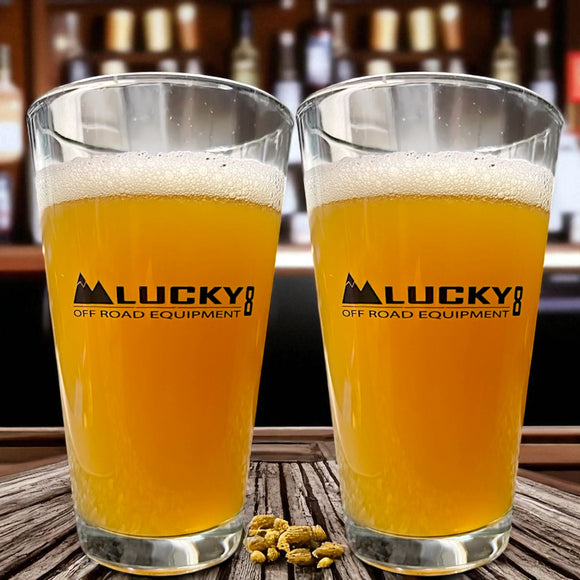 Lucky 8 Pint Glass Set of 2 L8PINT durable off-road themed drinkware