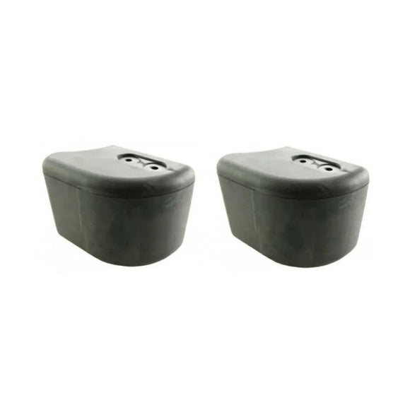 Aftermarket Land Rover Defender DPT100070 front bumper end cap set, black rubber finish, fits 90/110 models.