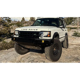 Lucky 8 CFE steel front bumper for Land Rover Discovery 1 and 2 – stock-style, non-winch, satin black powder-coated finish