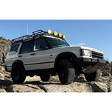 Lucky 8 CFE steel front bumper for Land Rover Discovery 1 and 2 – stock-style, non-winch, satin black powder-coated finish