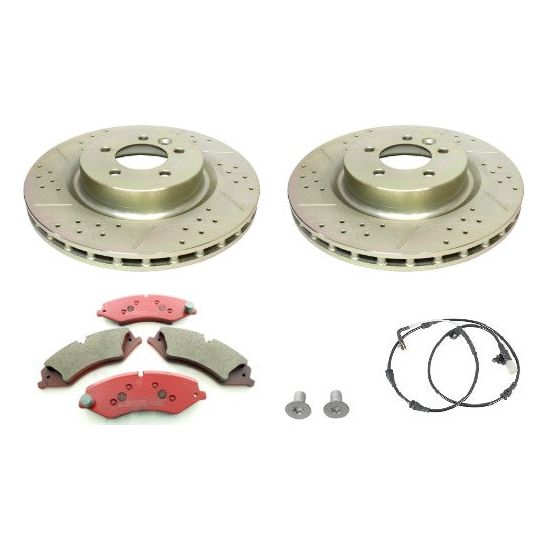 Terrafirma performance brake kit for 2010–2016 Land Rover LR4 – cross-drilled rotors, ceramic pads, sensors, and hardware.