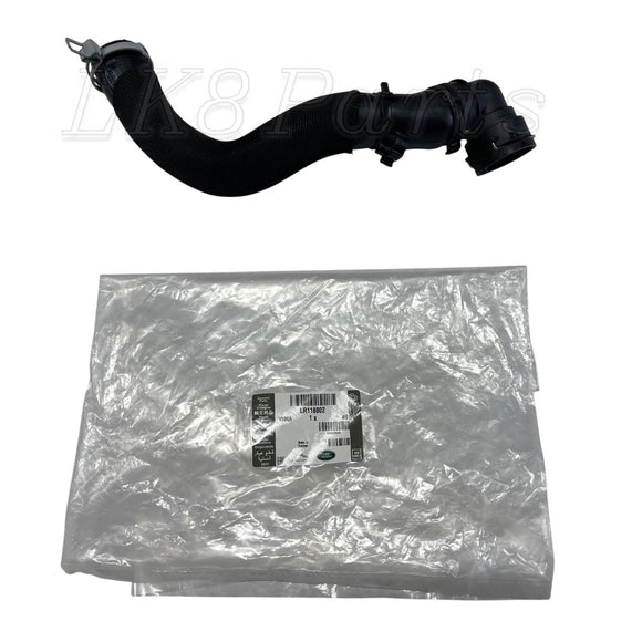 Upper radiator coolant hose LR118802 – fits LR4 and Range Rover Sport 3.0L TDV6 diesel – replaces LR019832, LR043326, LR095544.