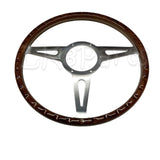 Mountney DA4877 15” semi-dished steering wheel with riveted wood rim and 3‑spoke polished centre