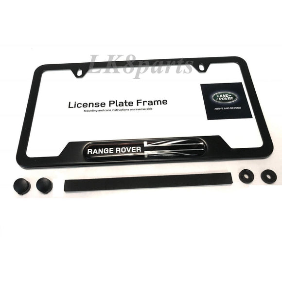 Range Rover Logo Black Finish Steel License Plate Frame Genuine