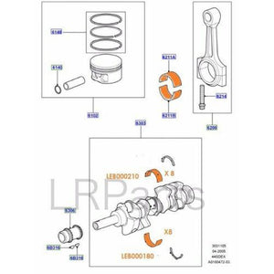 STD CRANKSHAFT MAIN BEARING SET LEB000180 LEB000210