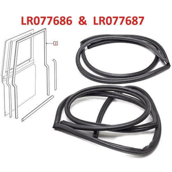 Pair Front Rubber LHS & RHS Door Weather Seals for Land Rover Defender New