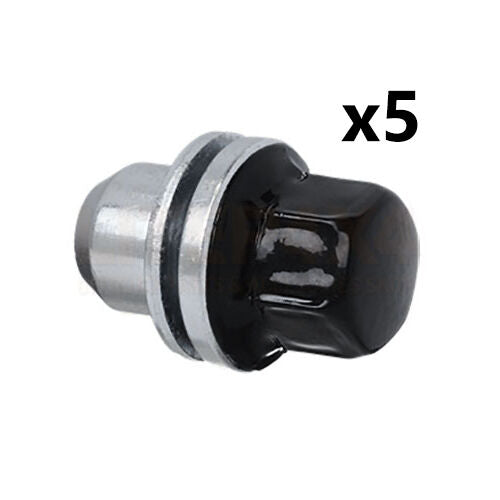 SET OF 5 BLACK CAPPED WHEEL NUTS