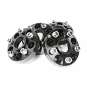 Set of four black Terrafirma 30mm wheel spacers with mounting hardware for Land Rover LR3, LR4, and Range Rover models