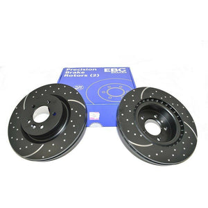 Front Slotted / Grooved Brake Discs Pair EBC