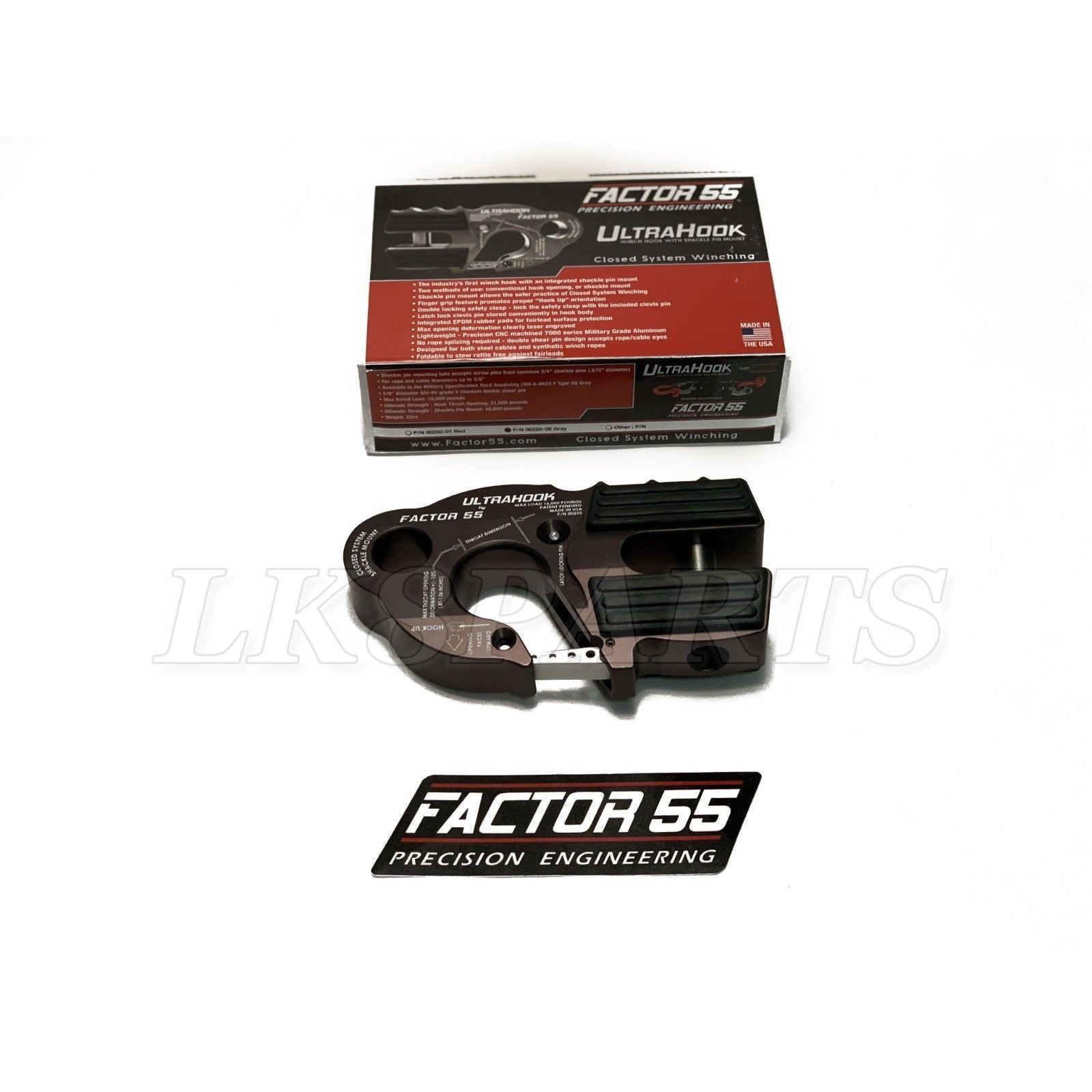 Factor 55 Gray UltraHook Winch Hook For Up To 3/8 Winch Cable or