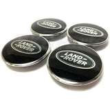 Black with Green Oval Polished Wheel Center Hub Caps Set x4 Genuine