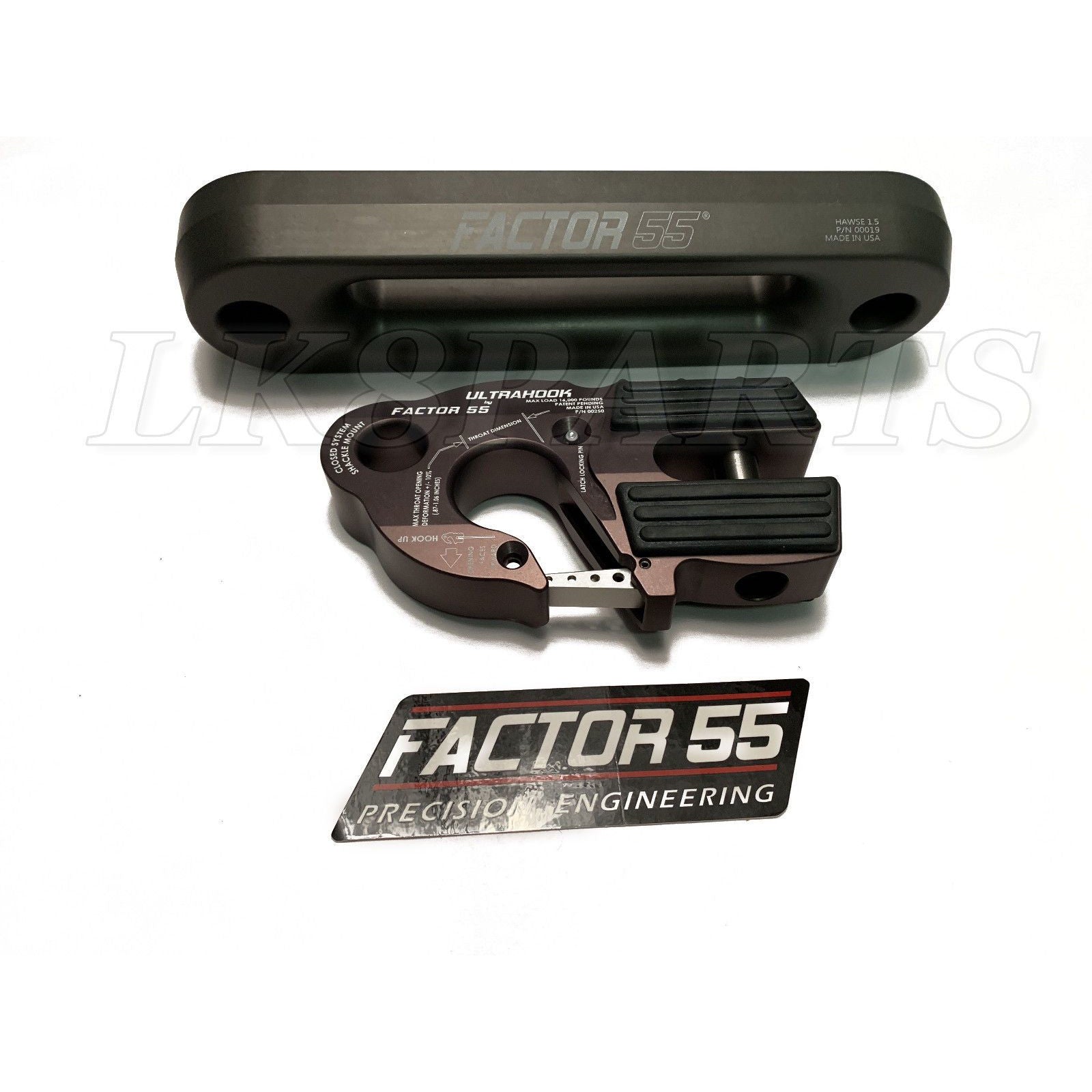 Factor 55 Gray UltraHook Winch Hook & Fairlead for Synthetic Rope