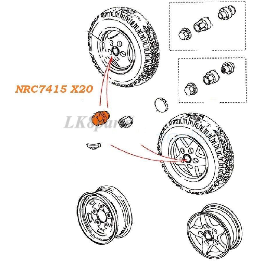 LAND ROVER ALLOY WHEEL LUG NUT SETx20 DISCOVERY RANGE CLASSIC DEFENDER